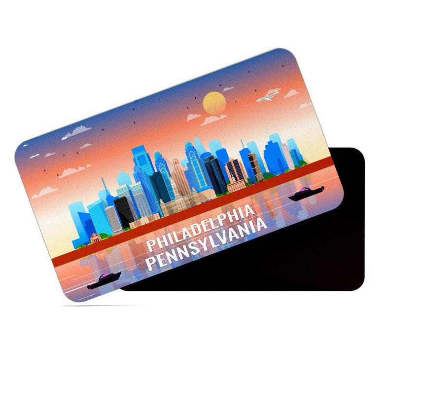 dhcrafts Rectangular Rubber Fridge Magnet / Magnetic Card Multicolor Pennsylvania Philadelphia Design Pack of 1 (8.6cm x 5.4cm)